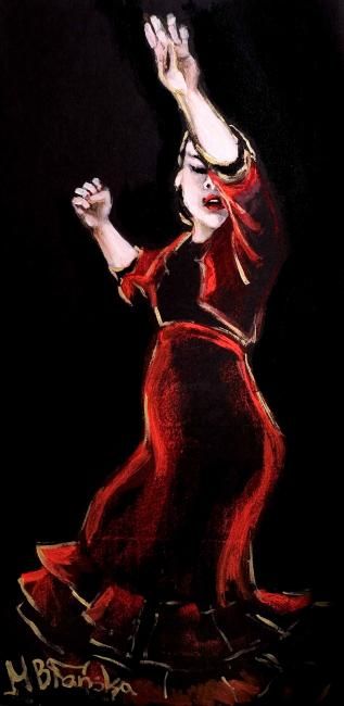 Schilderij getiteld "Flamenco" door Artemisia, Origineel Kunstwerk, Olie