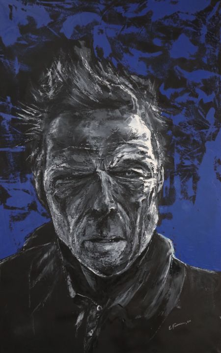 Painting titled "Clint Eastwood" by Emmanuel Fournier, Original Artwork, Oil