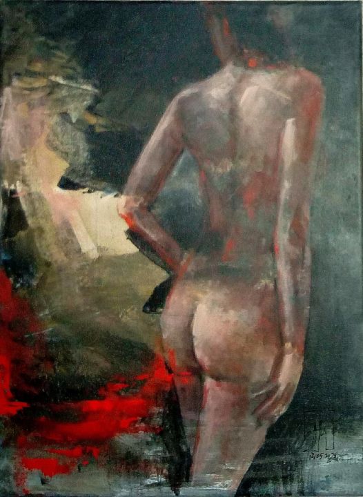 Painting titled "Nudity N 052" by Artem Usá, Original Artwork, Acrylic