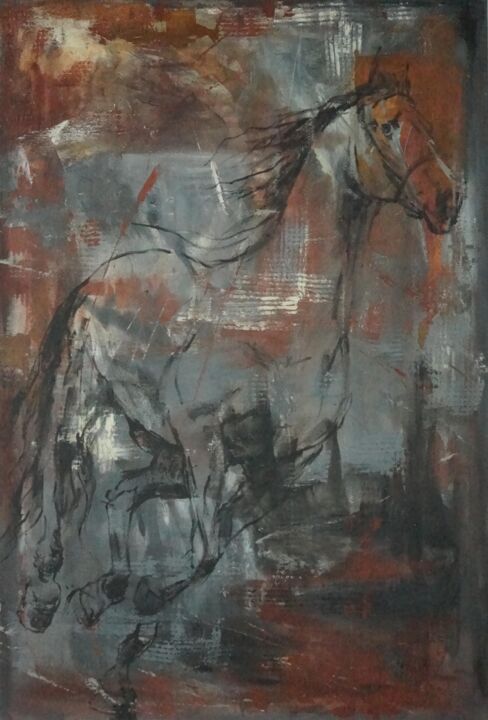 Schilderij getiteld "Horse C0110" door Artem Usá, Origineel Kunstwerk, Acryl