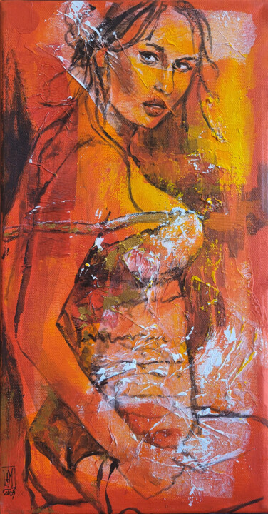 Painting titled "Serie Nudity. The T…" by Artem Usá, Original Artwork, Acrylic Mounted on Wood Stretcher frame