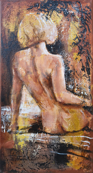 Schilderij getiteld "Serie Nudity. #Sens…" door Artem Usá, Origineel Kunstwerk, Acryl Gemonteerd op Frame voor houten branca…