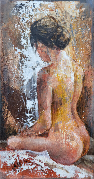 Painting titled "Serie Nudity. #Morn…" by Artem Usá, Original Artwork, Acrylic Mounted on Wood Stretcher frame