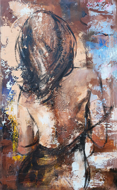 Painting titled "Serie Nudity. #Gone…" by Artem Usá, Original Artwork, Acrylic Mounted on Wood Stretcher frame