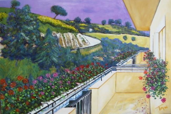 Pittura intitolato "Dal mio balcone" da Luigi Torre, Opera d'arte originale