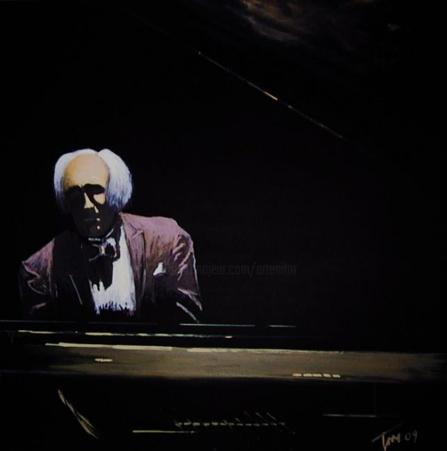 Картина под названием "Il pianista" - Luigi Torre, Подлинное произведение искусства, Масло