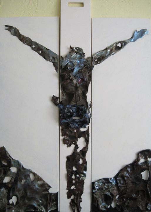 Pintura intitulada "Crocifissione" por Luigi Torre, Obras de arte originais, Óleo