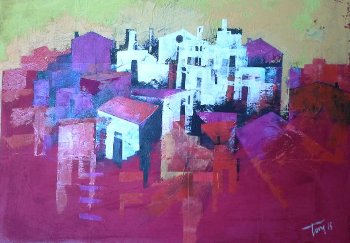 Painting titled "Paesaggio astratto" by Luigi Torre, Original Artwork