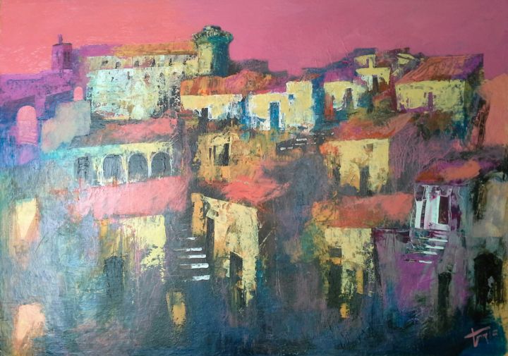 Painting titled "Borgo" by Luigi Torre, Original Artwork