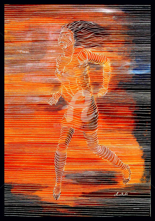Peinture intitulée "Danse de la liberté" par Lanto R, Œuvre d'art originale, Encre