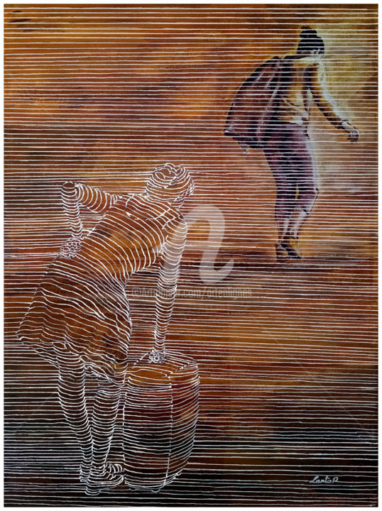 Peinture intitulée "Longue est la route" par Lanto R, Œuvre d'art originale, Acrylique