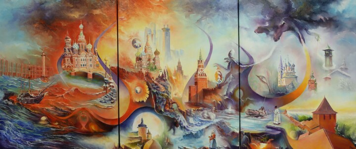 Painting titled "VOYAGE EN ABSURDIE…" by Ma, Original Artwork, Oil