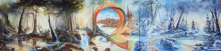 Booz Endormi Triptyque, Peinture par Ma Artmajeur