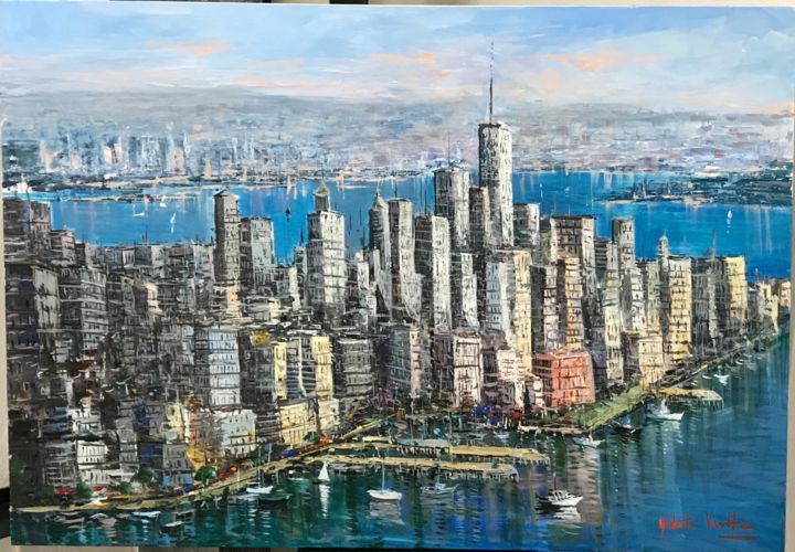 Schilderij getiteld "New York" door Umberto Vuotto, Origineel Kunstwerk, Acryl Gemonteerd op Andere stijve panelen