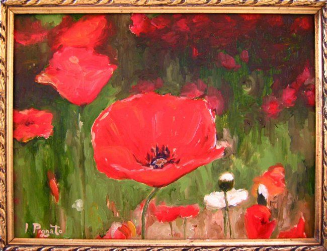 Painting titled ""Coquelicots pour A…" by Artepignato, Original Artwork