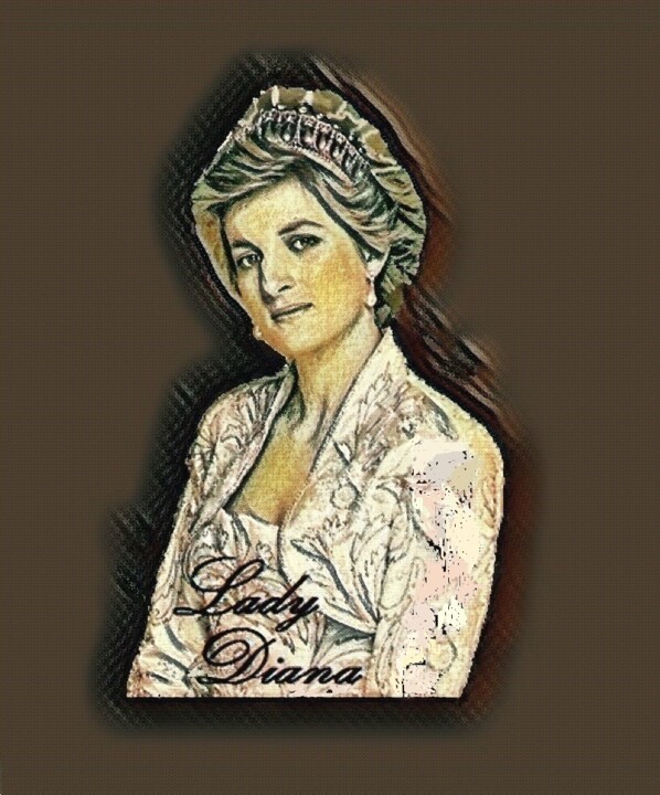 Grafika cyfrowa / sztuka generowana cyfrowo zatytułowany „Lady Diana.” autorstwa Antonio Romano, Oryginalna praca, Malarstwo…