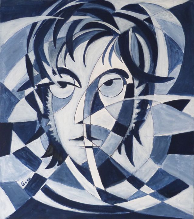 Painting titled "John Lennon" by César Azevedo, Original Artwork, Acrylic