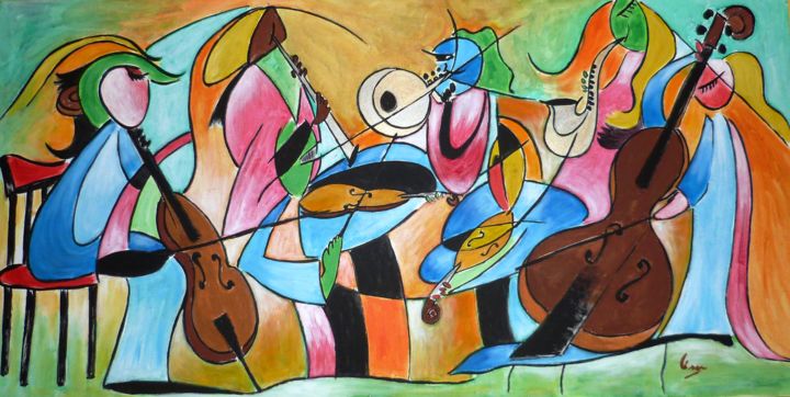 Painting titled "Orquestra" by César Azevedo, Original Artwork, Acrylic