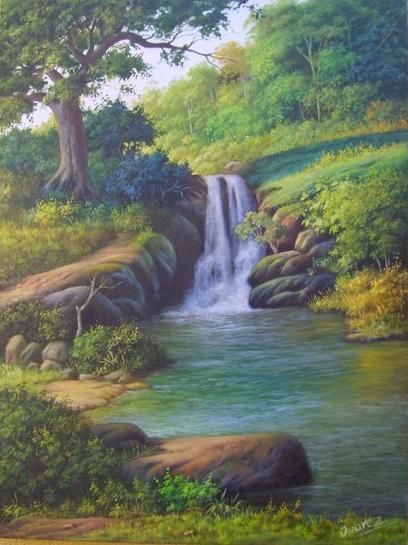 Painting titled "Cachoeira" by Cida Picoli, Original Artwork