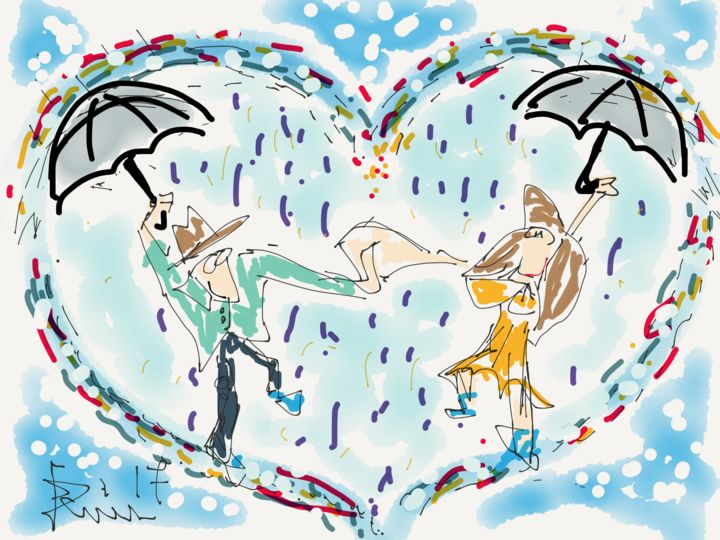 Artes digitais intitulada "Chuva de Amor" por Denis Pereira, Obras de arte originais, Pintura digital