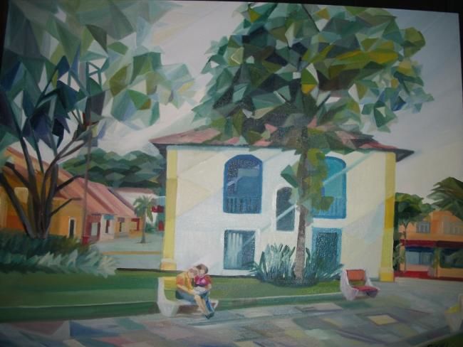 Painting titled "Paisagem de Itanhaem" by Roseli Avila Peres, Original Artwork, Oil