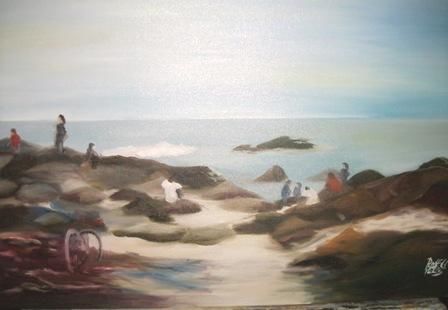 Painting titled "Praia" by Roseli Avila Peres, Original Artwork