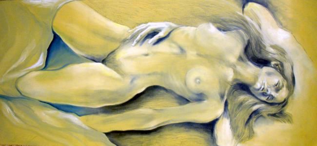 Malerei mit dem Titel "nu" von Leonardo Bizcaya, Original-Kunstwerk, Öl