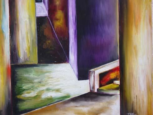 Peinture intitulée "le mur bleu" par José Puchalt, Œuvre d'art originale, Huile