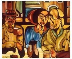 Painting titled "le café" by José Puchalt, Original Artwork, Oil