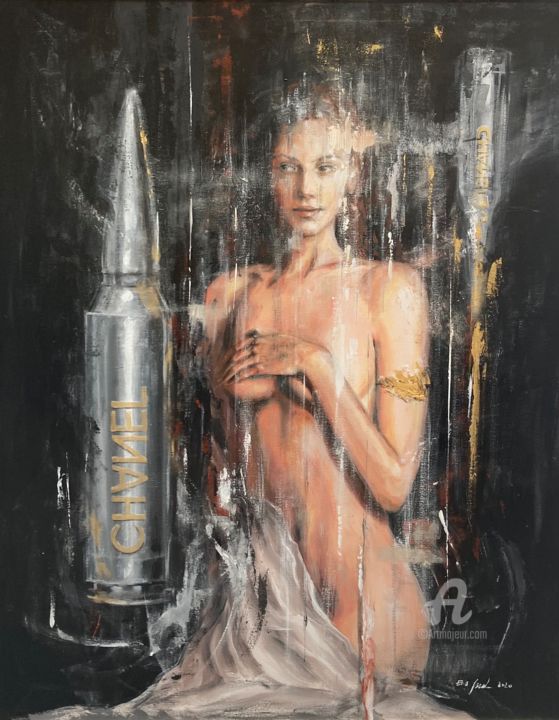 Painting titled ""M3CH"" by Ewa Jasek, Original Art, Oil Mounted on Stretcher frame