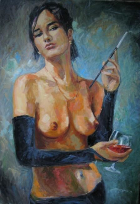 Painting titled "Cabaret - Photo, Co…" by Gheorghe Iergucz, Original Artwork, Oil