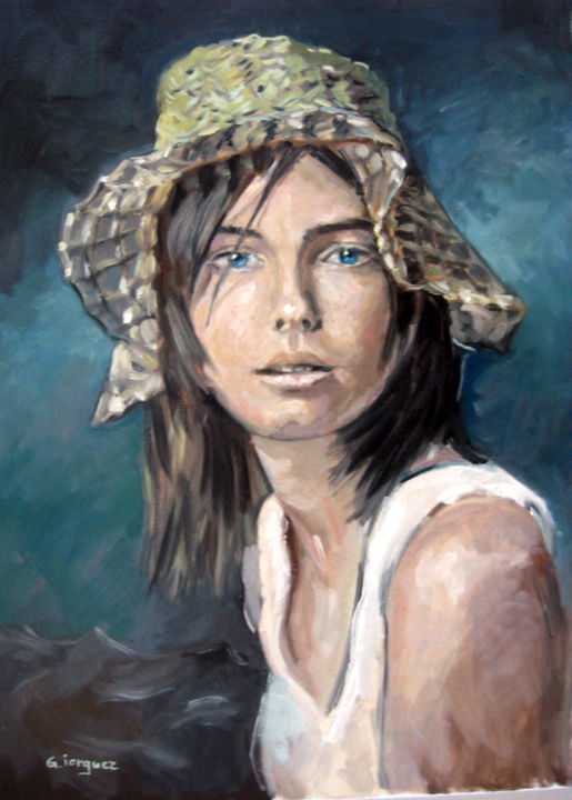 Painting titled "Irina - Photo, Colo…" by Gheorghe Iergucz, Original Artwork, Oil
