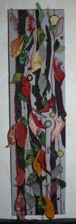 Текстильное искусство под названием "Flamboyant" - Laure Vergne, Подлинное произведение искусства, Ткань Установлен на Друга…