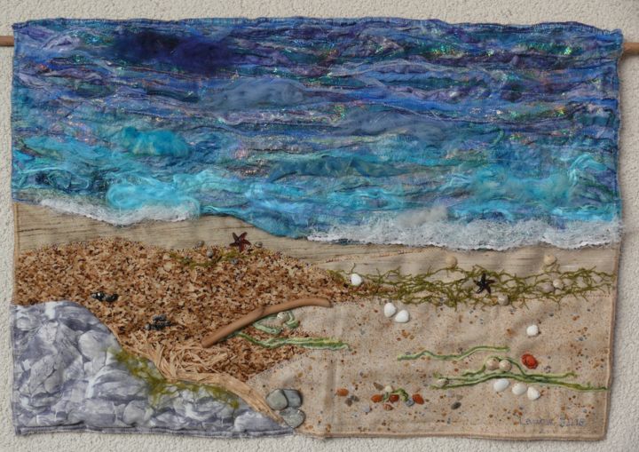 Textile Art titled "Bord de Mer" by Laure Vergne, Original Artwork, Fabric