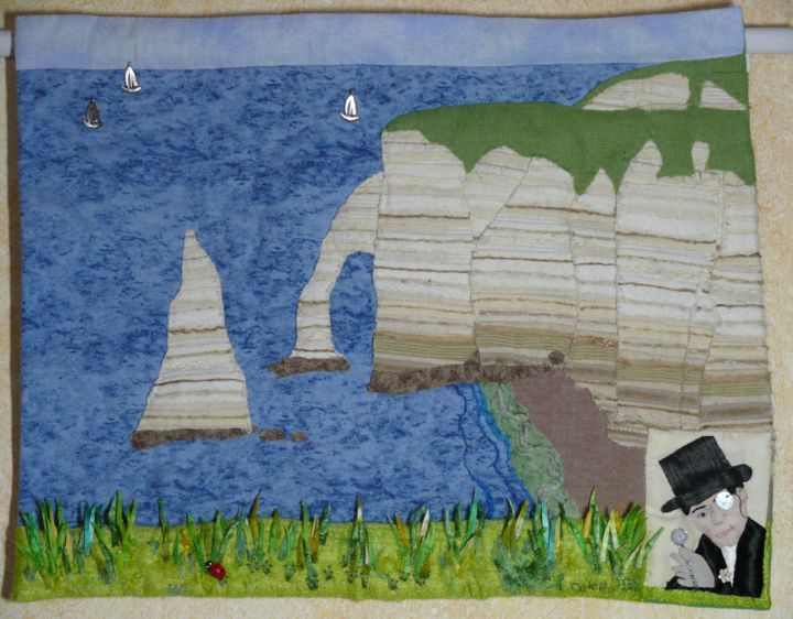 Arte textil titulada "L'aiguille Creuse" por Laure Vergne, Obra de arte original, Tela