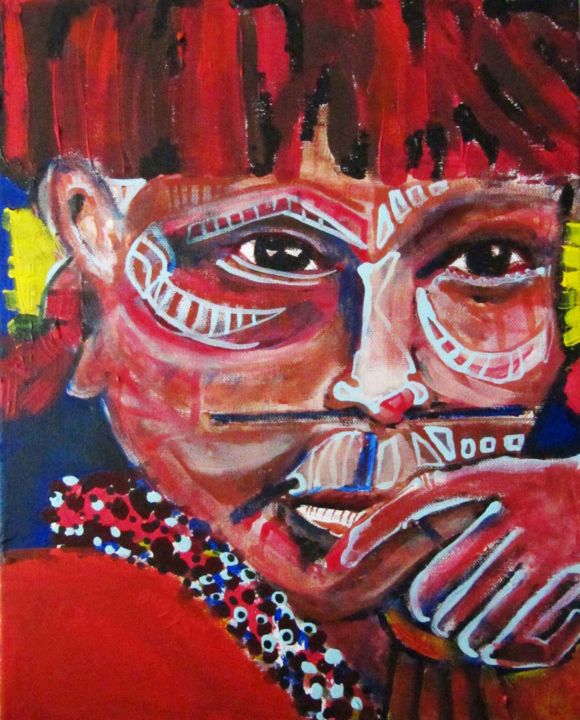 Painting titled "Yanomami" by Ezequiel Mendez, Original Artwork, Acrylic