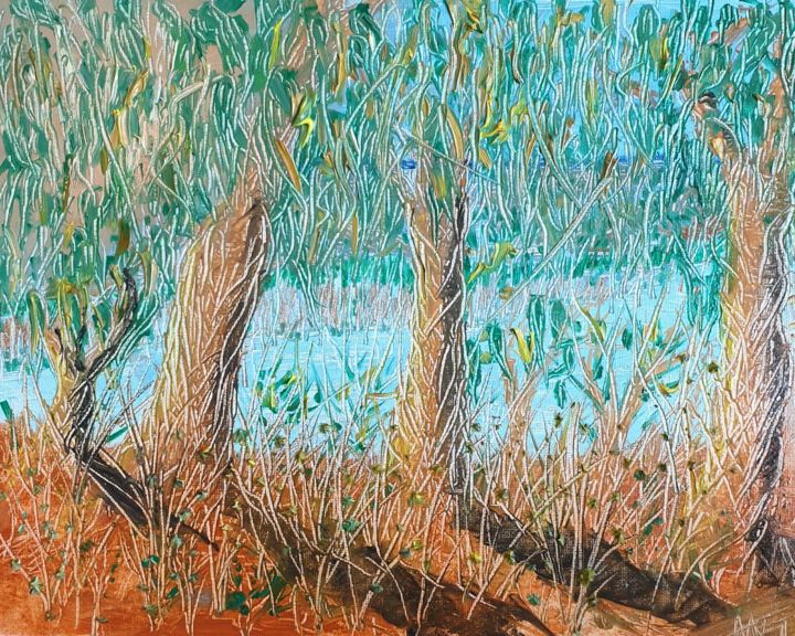 Pintura intitulada "Forests in bloom" por Fatima Yg, Obras de arte originais, Óleo