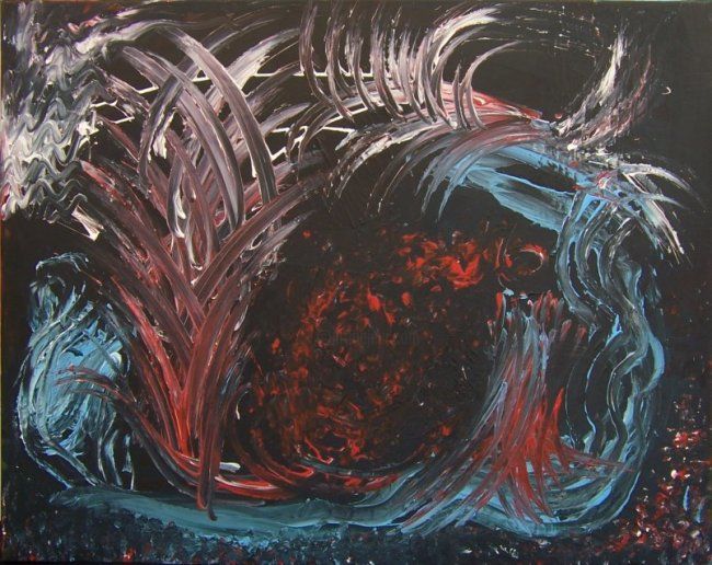 Pintura titulada "Negre Red" por Art Fatjo, Obra de arte original, Oleo