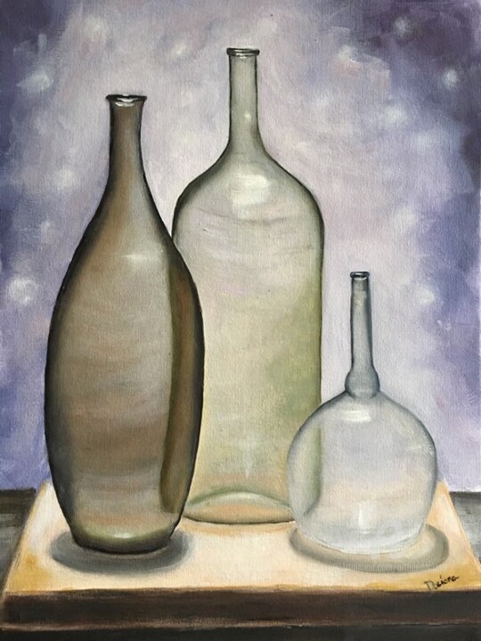 Painting titled "Bottels" by Daciana, Original Artwork, Oil