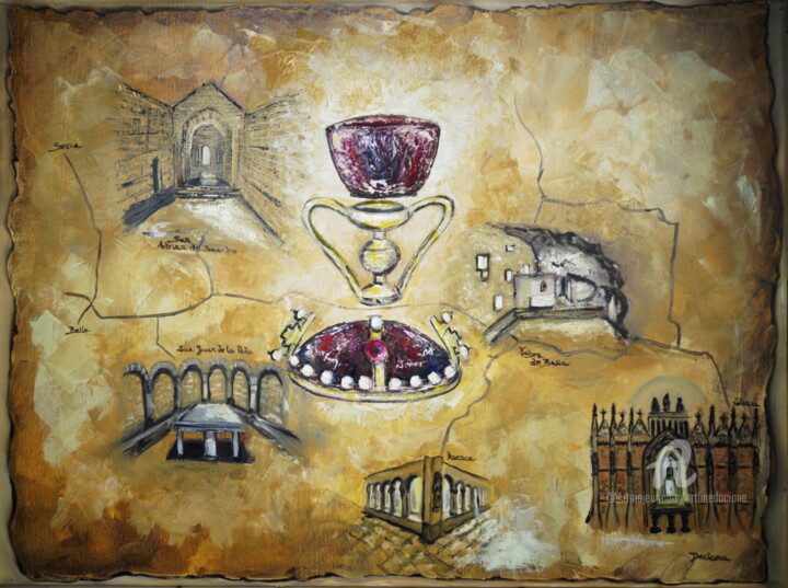 Painting titled "Via Gradalis Sanctus" by Daciana, Original Artwork, Oil