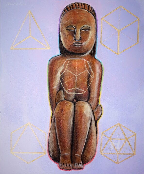 Painting titled "Hidden wisdom" by Daciana, Original Artwork, Acrylic Mounted on Wood Stretcher frame