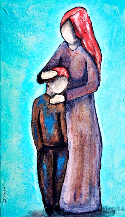 绘画 标题为“My son” 由Daciana, 原创艺术品, 丙烯 安装在木质担架架上