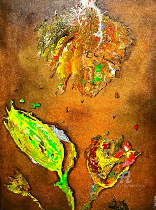 Peinture intitulée "Green tulip" par Daciana, Œuvre d'art originale, Acrylique Monté sur artwork_cat.