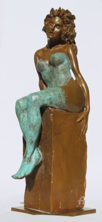 「Celleste」というタイトルの彫刻 Sylviane Bernardiniによって, オリジナルのアートワーク, ブロンズ