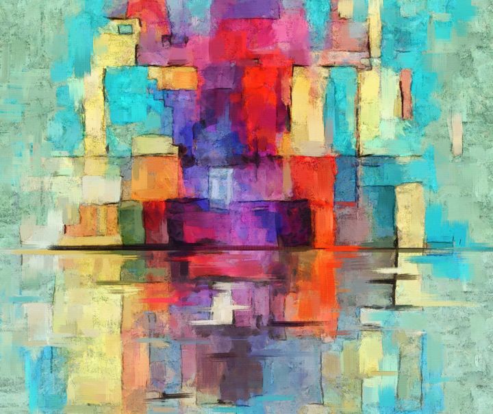 Картина под названием "Colorful abstract o…" - Artgalini, Подлинное произведение искусства, Масло