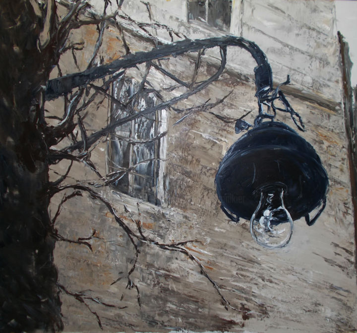 Painting titled "Street lantern" by Alla Preobrazhenska-Ronikier, Original Art, Oil