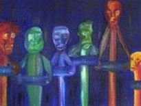 Painting titled "Les suspects" by Gée, Original Artwork