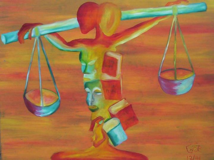 Painting titled "La justice" by Gée, Original Artwork