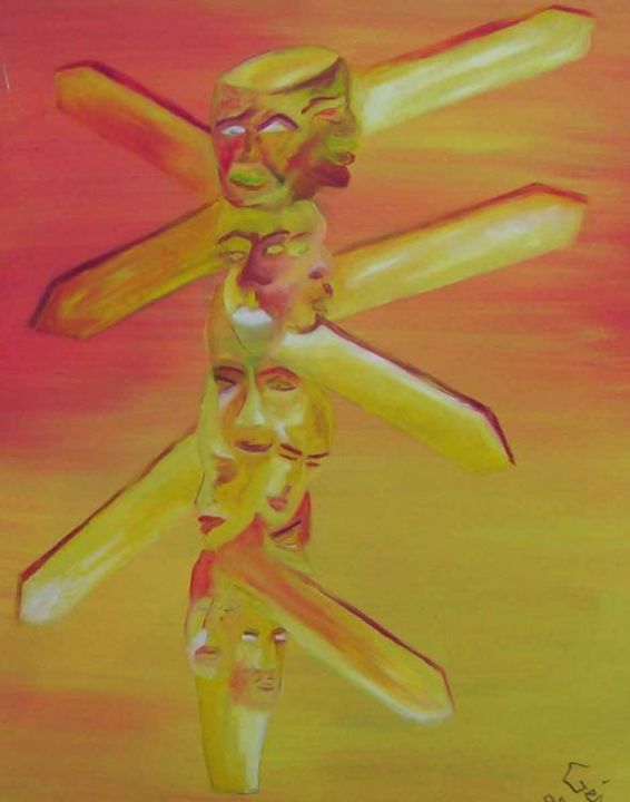 Peinture intitulée "La croisée des chem…" par Gée, Œuvre d'art originale