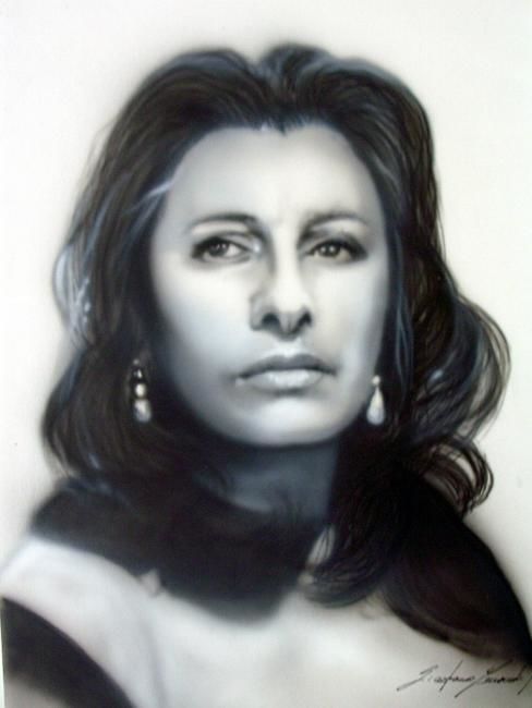 Painting titled "Anna Magnani Ritrat…" by Gianfranco Massarenti, Original Artwork